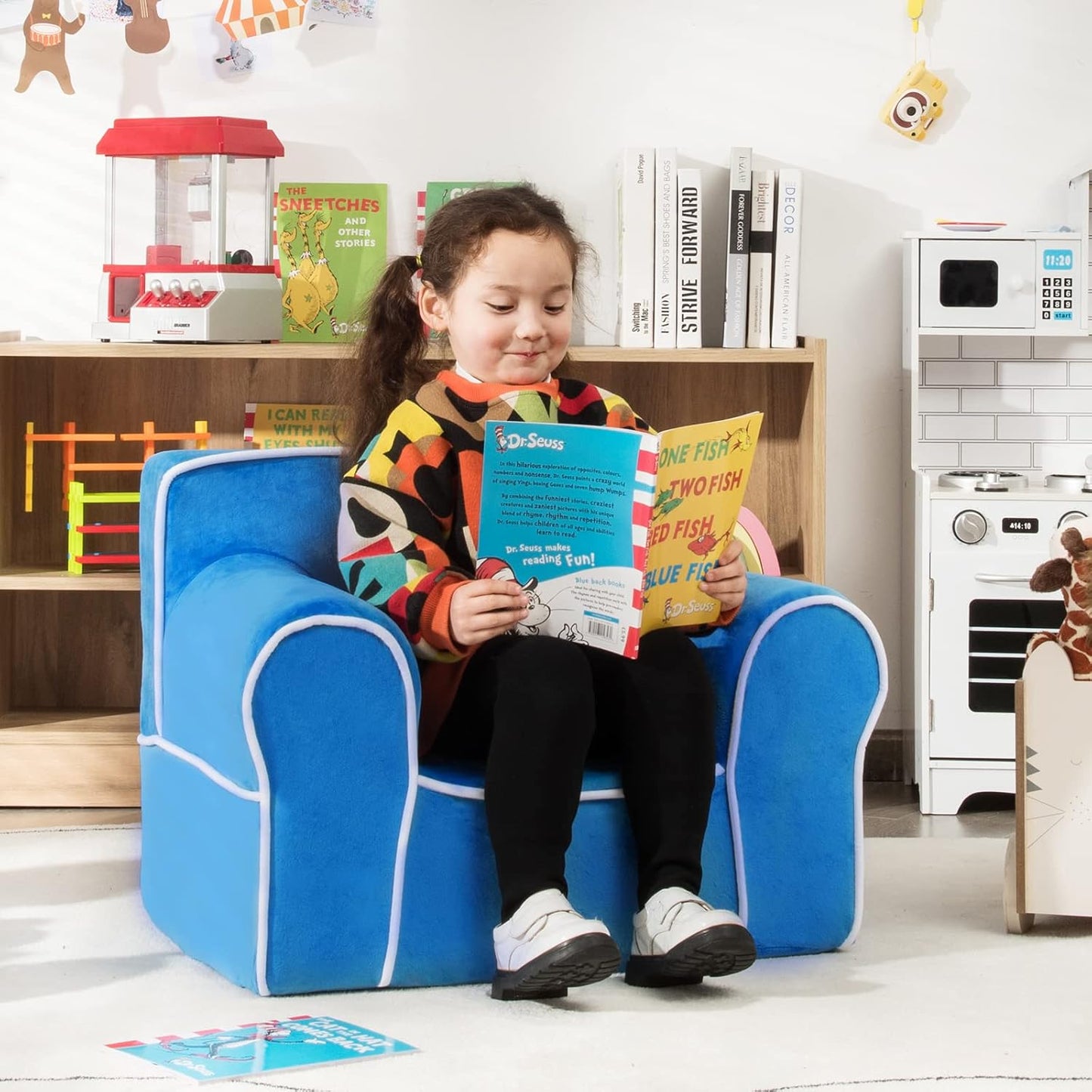 Costzon Kids Couch, Toddler Soft Sofa Chair w/Removable & Washable Velvet Surface for Preschool, Play Room, Nursery, Kindergarten, Toddler Sofa Couch for 0-5 Year Old Boys Girls Birthday Gift