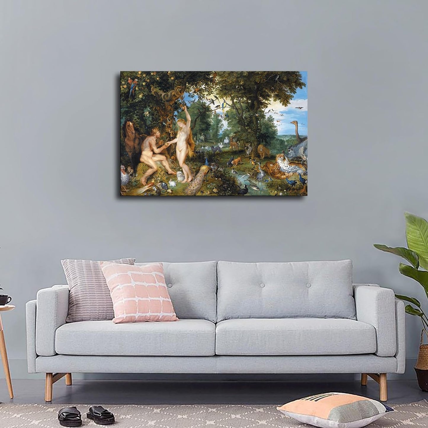 Peter Paul Rubens Artwork- Adam and Eve in Paradise Poster Canvas Image Printing Wall Art Decor Aesthetics Living Room Bedroom Home Background Famous Paintings Printmaking (24x36inch-Farmed)