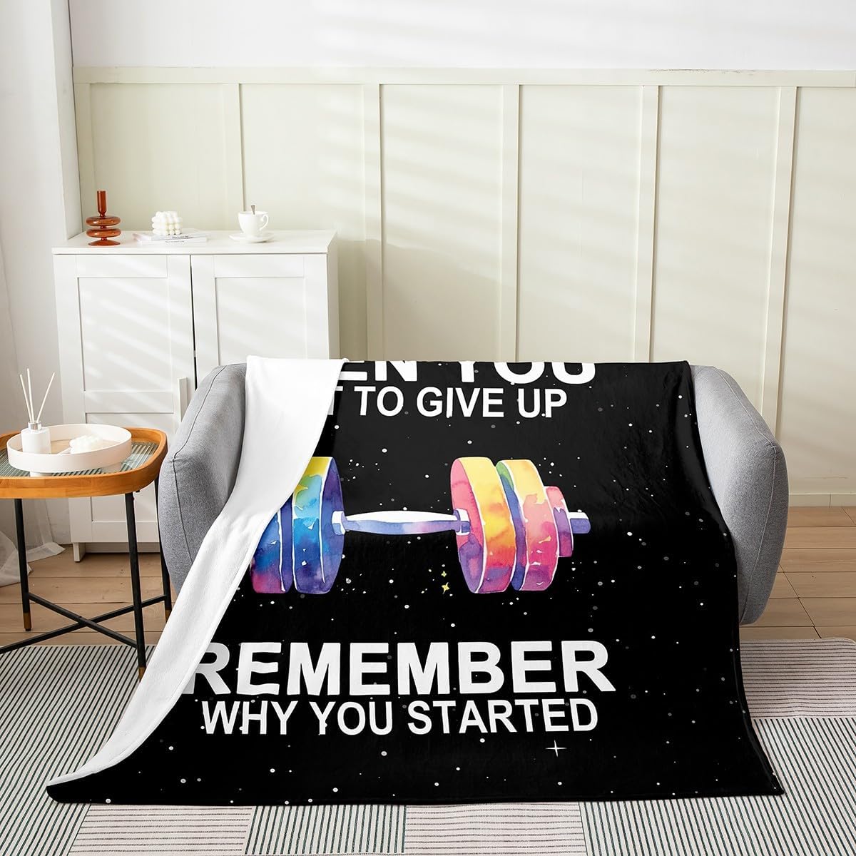 Manfei Weightlifting Flannel Blanket,Gym Fitness Sports Game Theme Plush Blanket for Bed Sofa All Seasons,Watercolor Silhouette Paint Starry Bed Blanket for Kids Bedroom,Baby 30"x40"