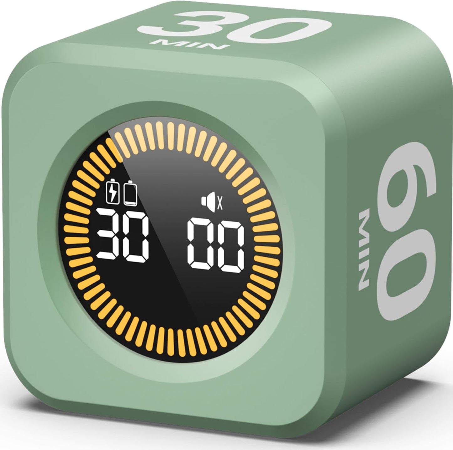 KADAMS Pomodoro Timer – Visual Cube with 5/10/30/60 Min Presets, LED Countdown Ring & Count Up Mode, Silent Flip Productivity Timer for Study, Classroom, Office, Cooking (Green 5-10-30-60 min)