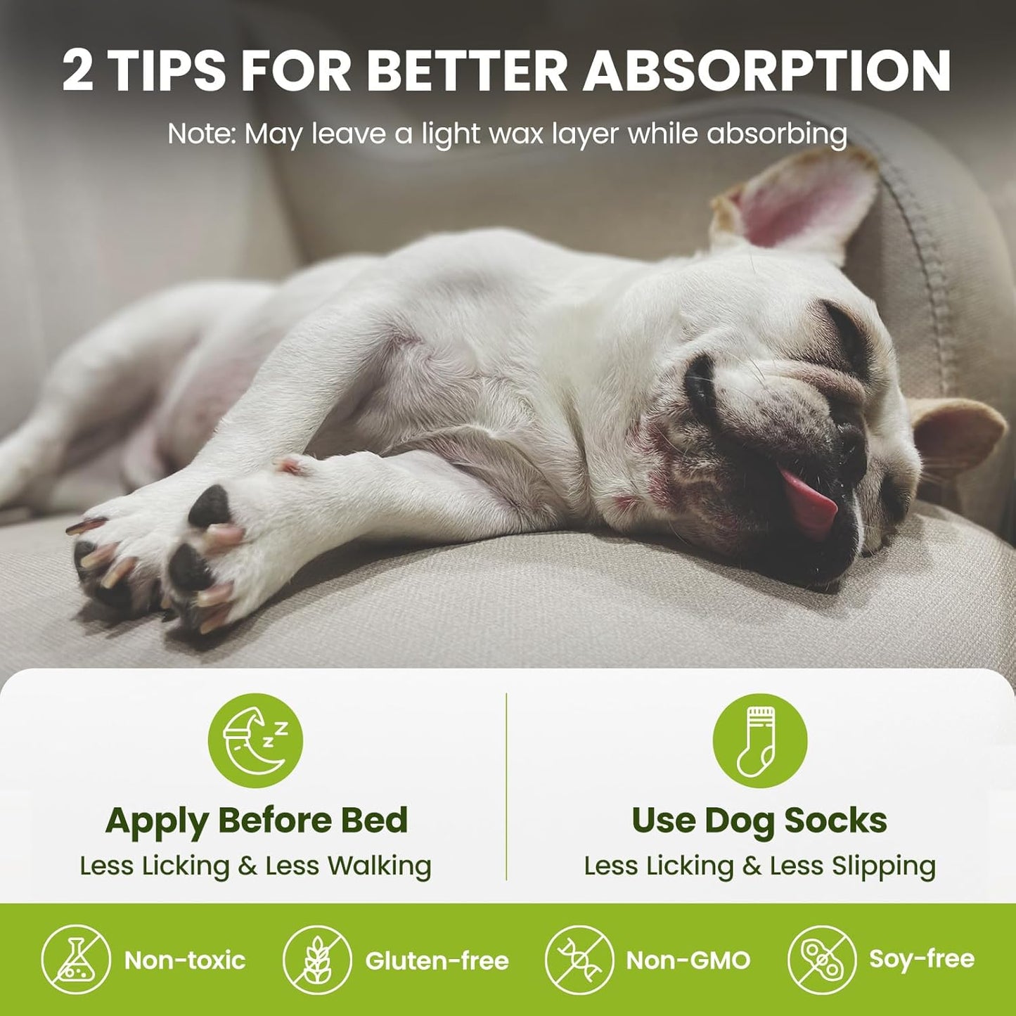 Lick-Safe Dog Paw & Nose Balm with Coconut Oil | All-Natural Moisturizer & Soother for Dry, Cracked Pads & Snout | Heat & Cold Pavement Protection Wax, Nose Butter for Bulldogs (2.1 oz / 60 g)