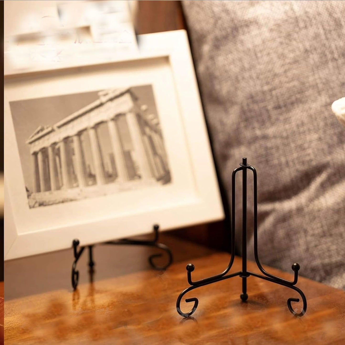 skrnrhrery Iron Display Stand, 2 Pcs Black Plate Stands, for Frames, Decorative BoardPictures, Books, Artworks (4 in)