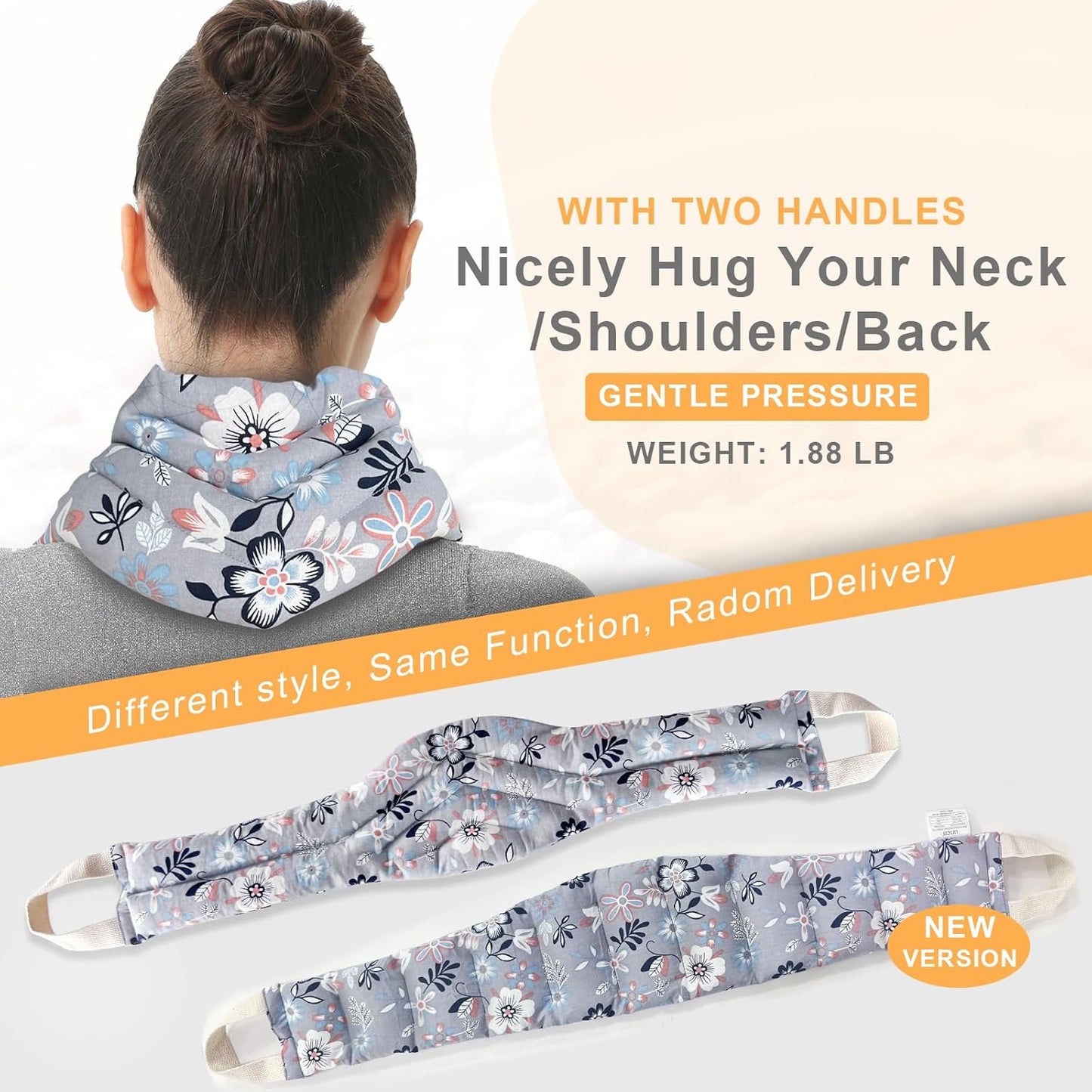 UNCN Long Wide Heating pad for Neck and Shoulders Back 33 * 5.9" microwavable Large Moist Heat Pack Warm hot Compress Neck wrap Weighted Bag Massage Reusable Herbal Nature Calming Portable Cotton