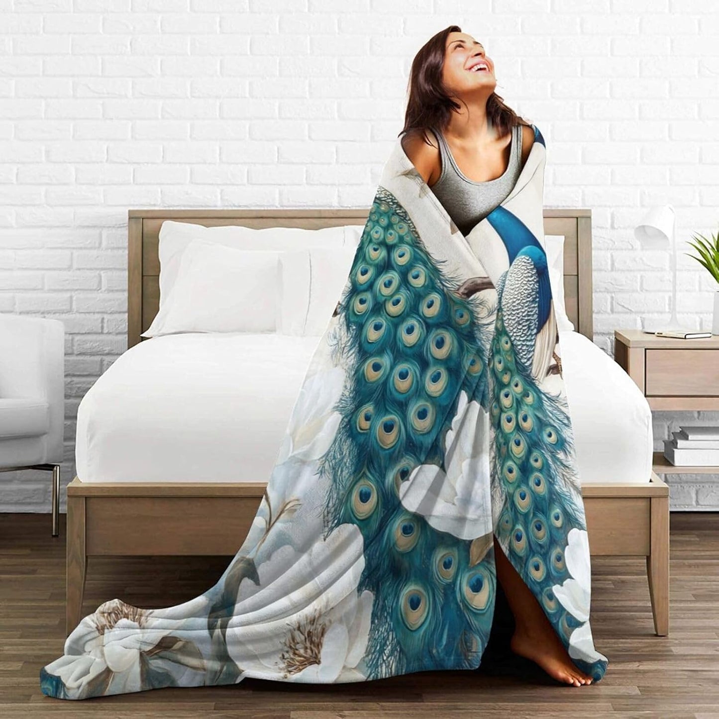 Peacock Blanket Peacock Fleece Throw Blanket Super Soft Warm Cozy Fuzzy Plush Blanket Gifts for Girls Boys Kids Room Decor 40"X50"
