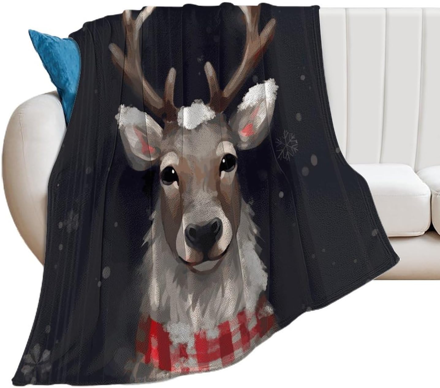 Reindeer Blanket Super Soft Lightweight Throw Blanket Cute Cozy Warm Bed Blanket Decorative Fuzzy Blanket All-Season Home Decor Gift for Sofa Couch Living Room 60"*80"（150 * 200cm）