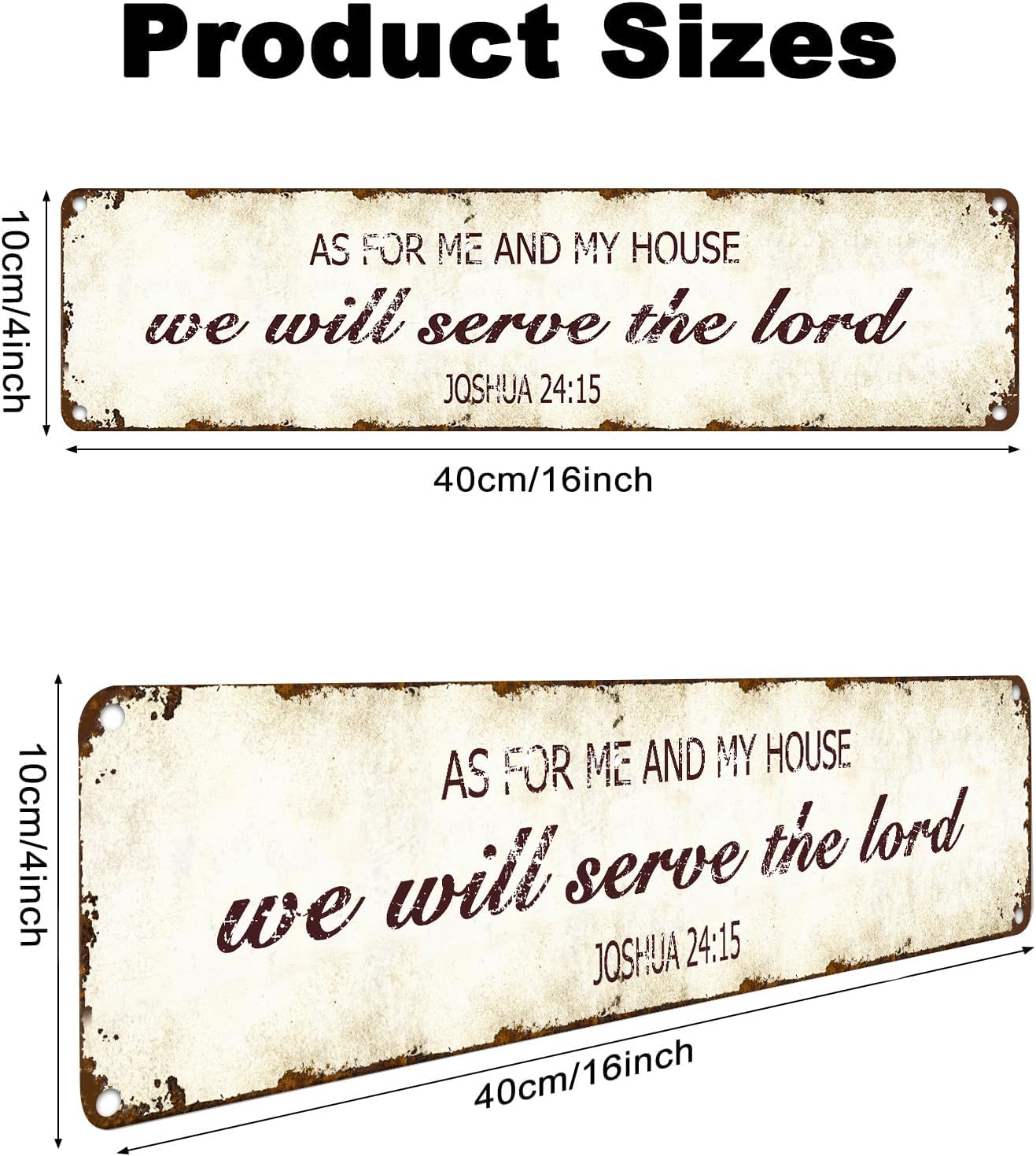 As for Me and My House - Bible Verse Metal Sign - 16x4 Inch Rustic Tin Christian Wall Art, Farmhouse Scripture Decor, Inspirational Gift for Baptism, Weddings and Church Office Revival