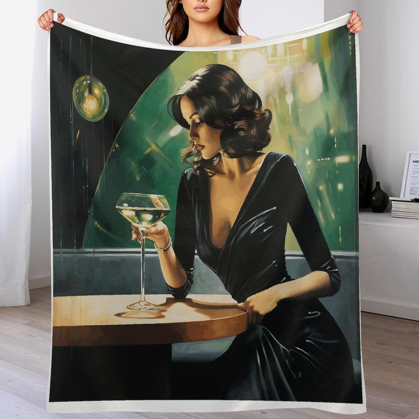 Woman Drinking Alone Throw Blanket for Couch Super Soft Warm Lightweight Throw Blankets Cozy Flannel Bed Blanket Cute Decorative Blankets for All Seasons Home Decor Gift 50"*60"（130 * 150cm）