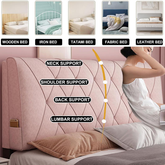 Rectangle Headboard Cushion Bedside Support Cushion Large Backrest, Solid Color Headboard Pillow Wedge Reading Backrest Reading Rest Pillow,White,Paste 90 cm