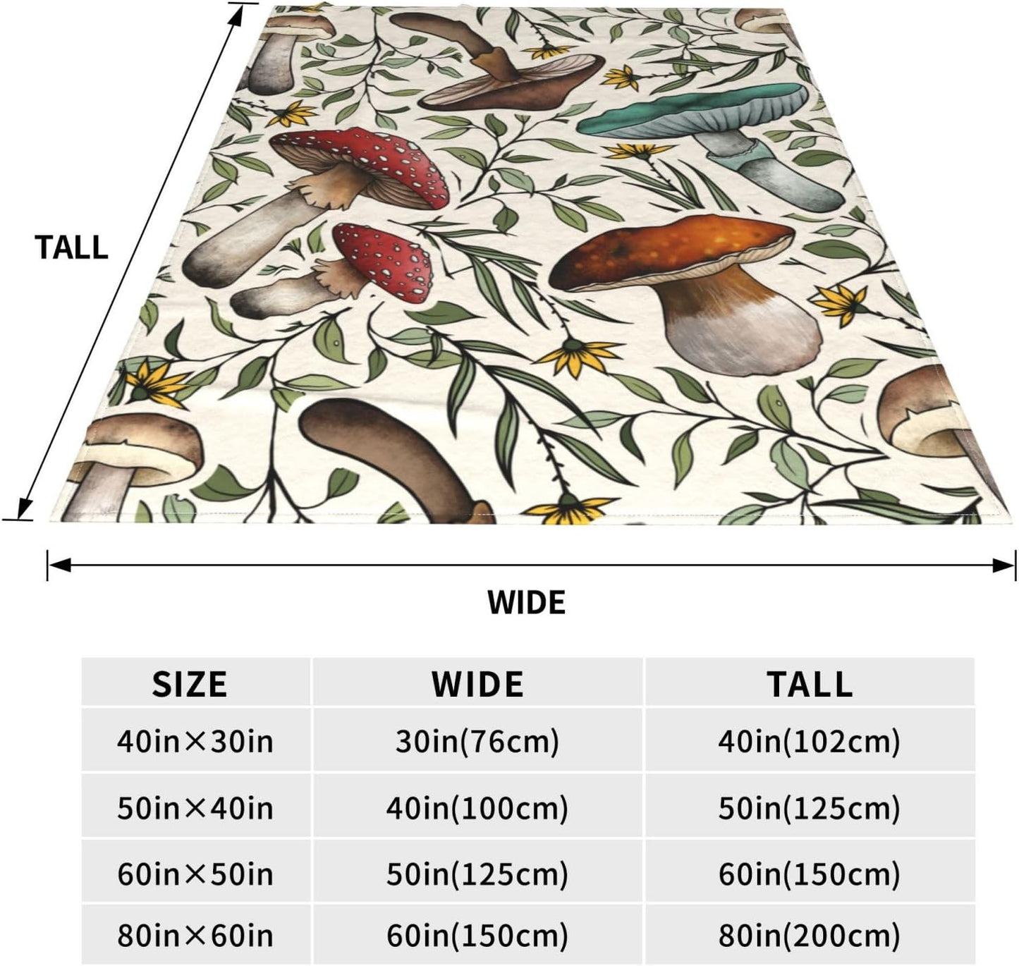 Ultra-Soft Microfiber Throw Blanket 330 GSM Fuzzy Fleece Blanket for Adults Kids Gift Couch, Sofa, Bed Mushroom 50"x40"
