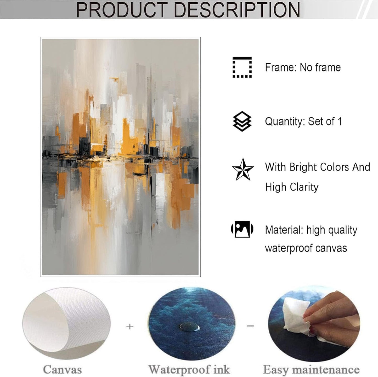 GDJSMIN Abstract Painting Wall Art, Cityscape Poster for Reading Room Living Room Decor 24 x 36 inch Unframed