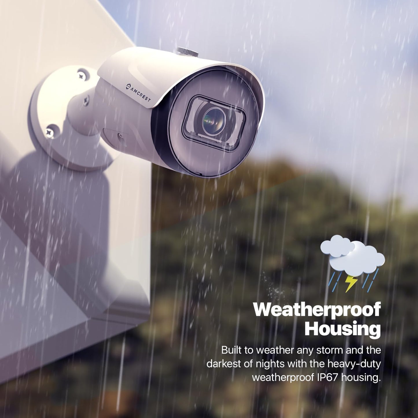 Amcrest 5MP Outdoor POE Camera 2592 x 1944p Bullet IP Security Camera, IP67, 132° Viewing Angle, Human & Vehicle Detection, Tripwire & Intrusion, 5-Megapixel, IP5M-B1186EW-AI-V3 (White)