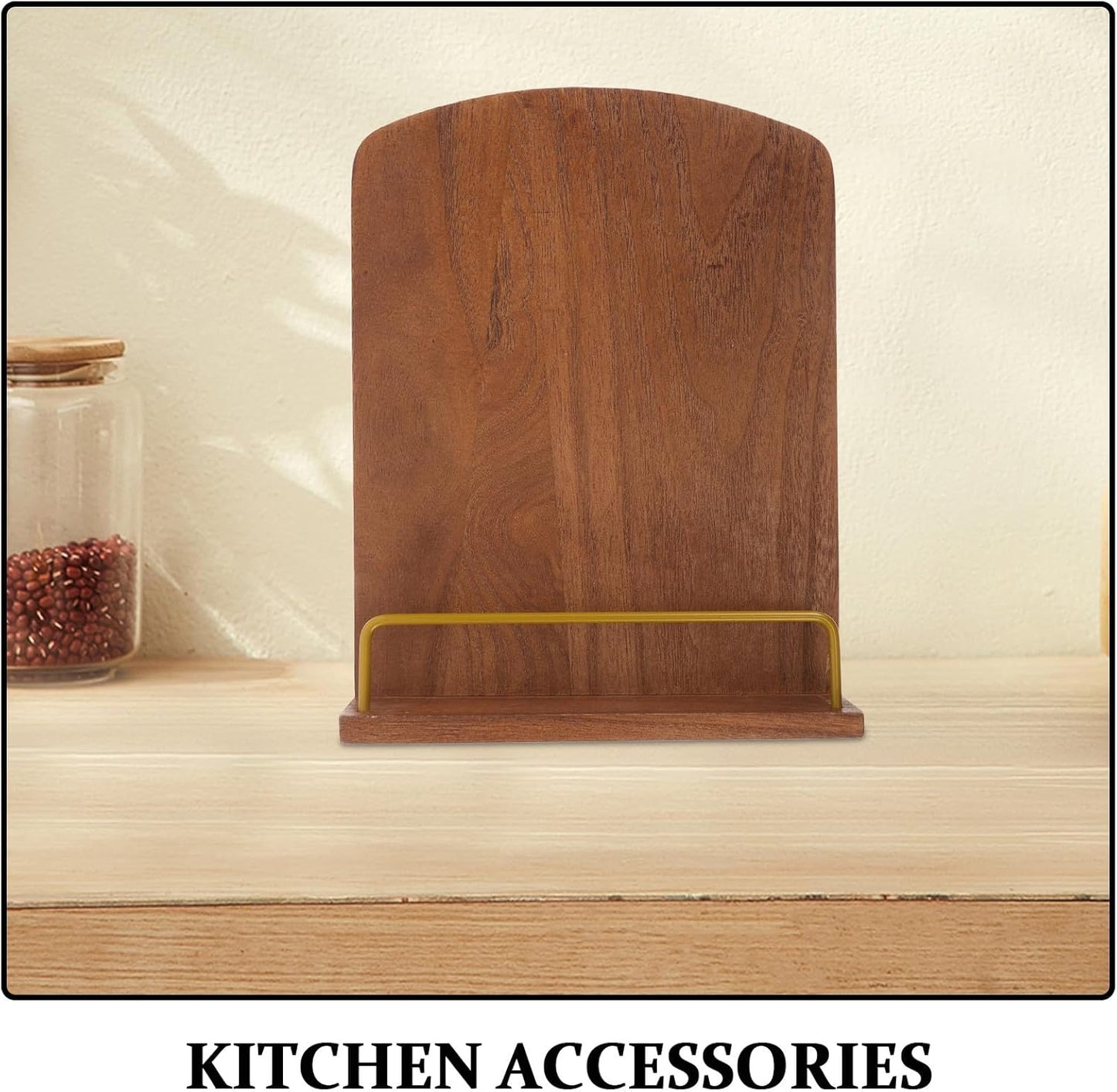 Recipe Book Holder for Kitchen Counter - Farmhouse Wooden Cookbook Stand - Adjustable Pad Tablet Book Holder Stand Rustic Decoration