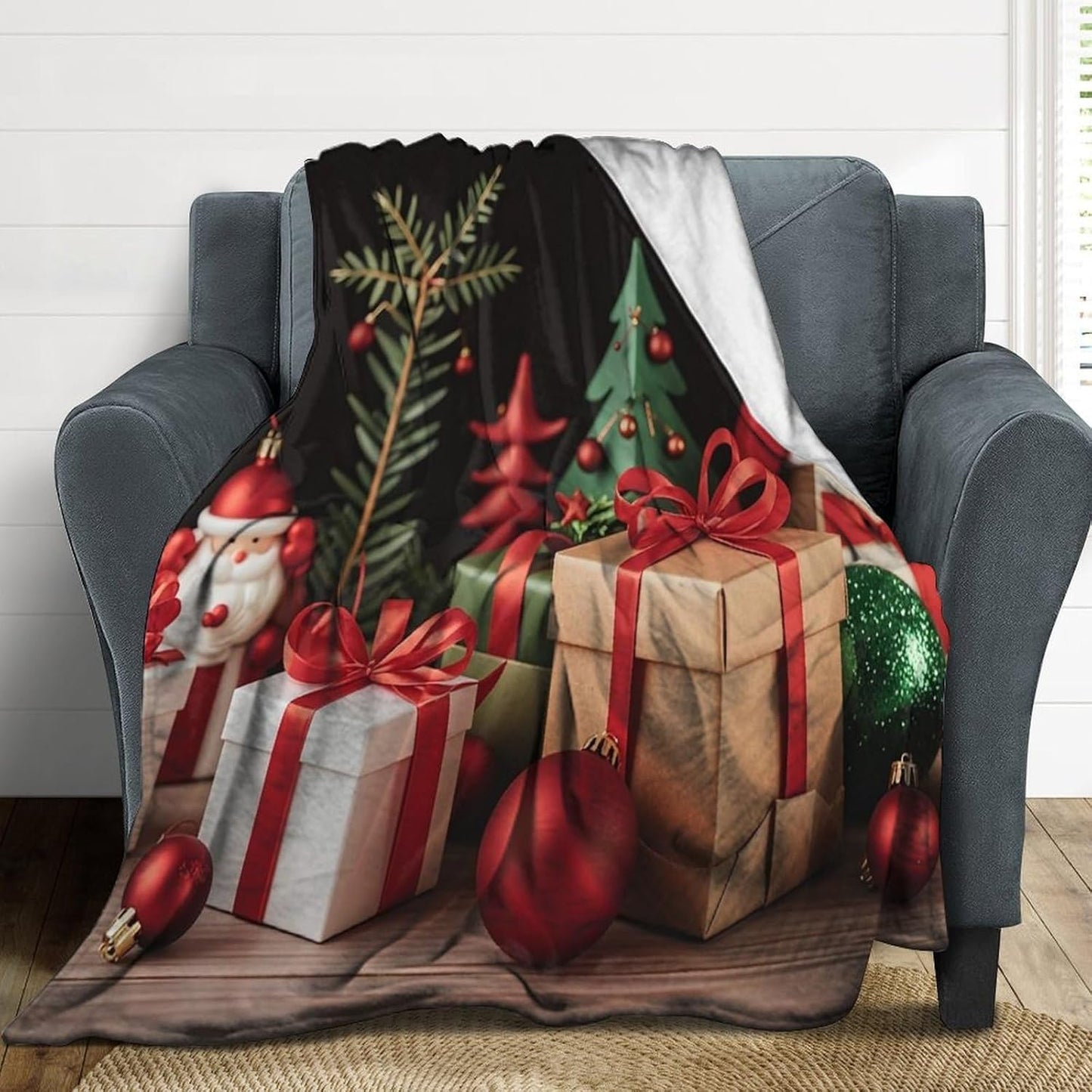 Xmas Decoration Blanket Super Soft Lightweight Throw Blanket Cute Cozy Warm Bed Blanket Decorative Fuzzy Blanket All-Season Home Decor Gift for Sofa Couch Living Room 50"*60"（130 * 150cm）