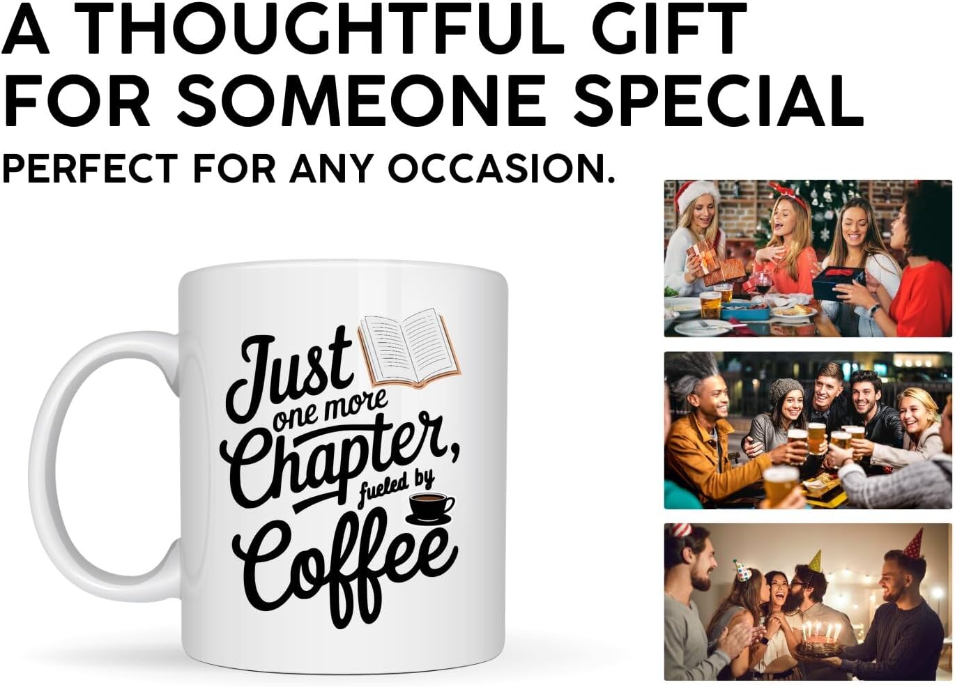 Book Lovers Coffee Mug 11oz White -Distracted Books - Gift for Book Club Bookworm Bookish Reading Nerdy Avid Readers Women