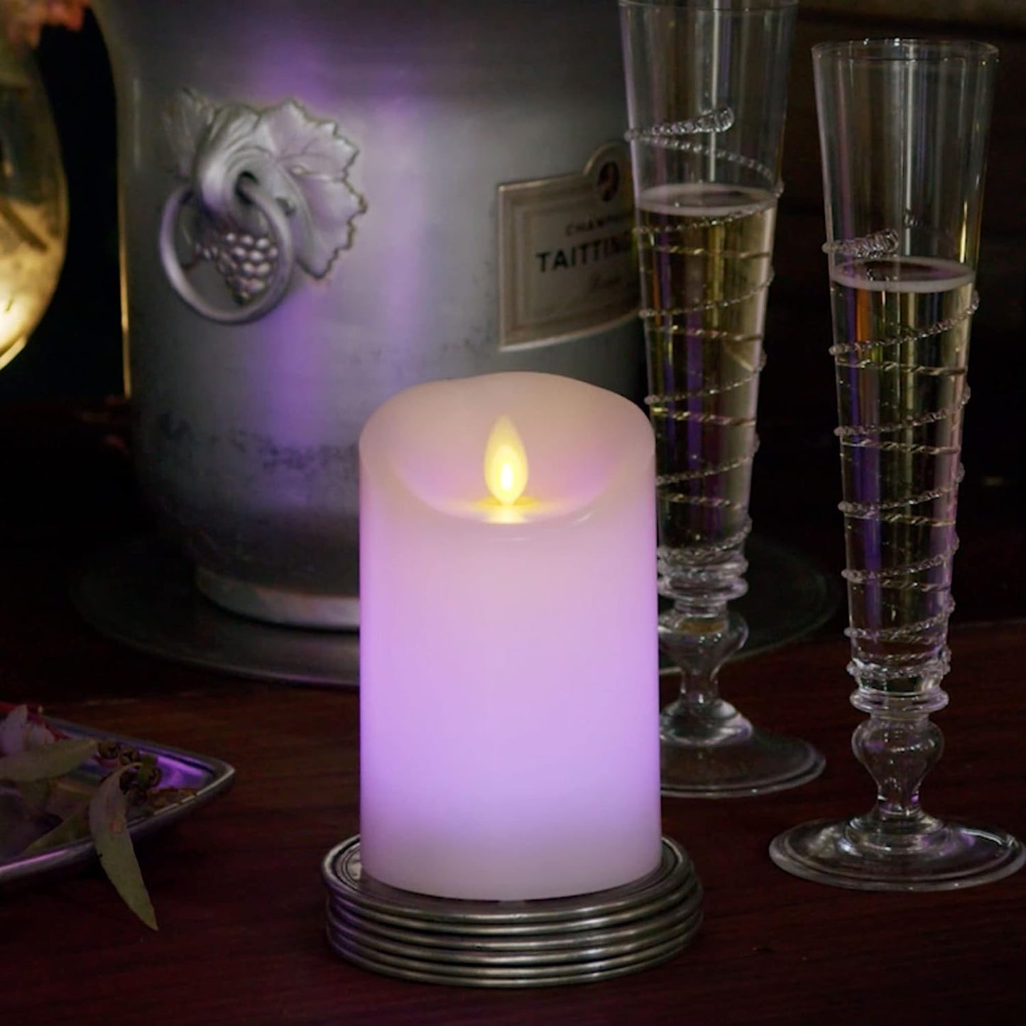 Luminara Flameless Color Changing LED Candle 3" x 4.5", Real Wax Moving Flame, Battery Operated with 18 Button Remote, Unscented Safe