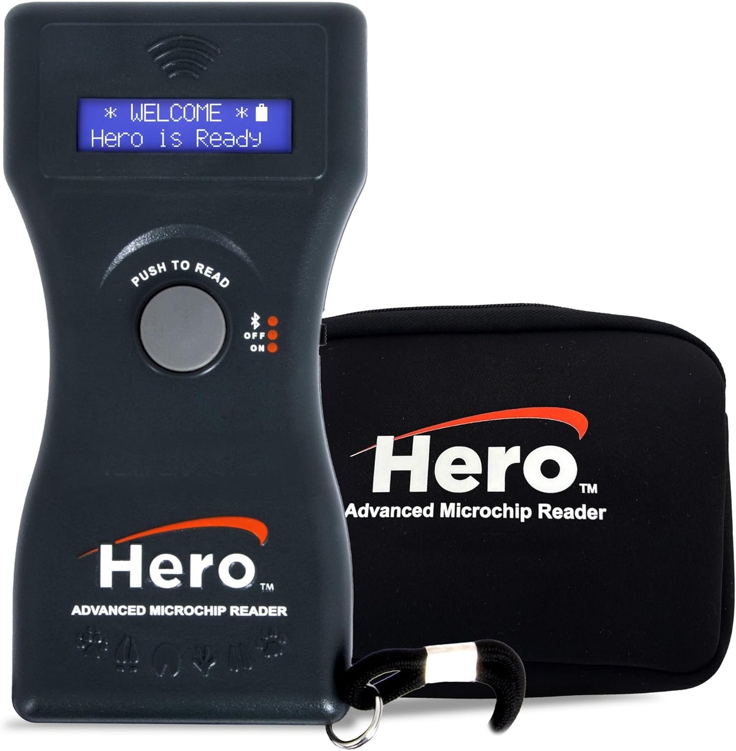 Hero Universal Microchip Scanner, Reads ISO & Non-ISO Pet Microchips, Bluetooth® Enabled with 15-Minute Display Hold, Backlit LCD Screen, Protective Case & FCC Certified, Each