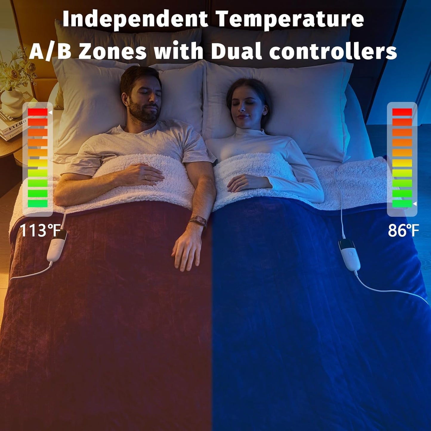 BOMOVA Heated Electric Blanket Queen- 84" x 90" Heating Blanket with 10 Heating Levels & 8 Hours Auto Off, Warm Flannel Blanket, Christmas Birthday Gifts for Women