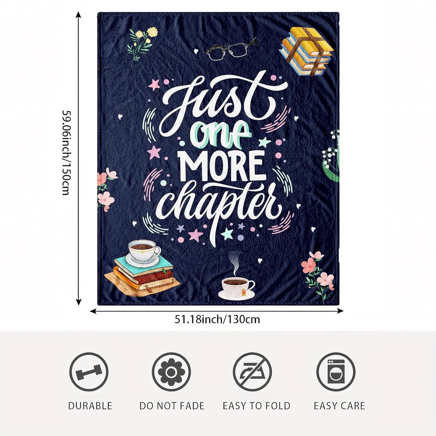 Reading Blanket Gift for Book Lovers - Cozy 50'' x 60'' Throw, Bookish Decor for Couch and Bed, Perfect Birthday for Readers and Bibliophiles, Book Club