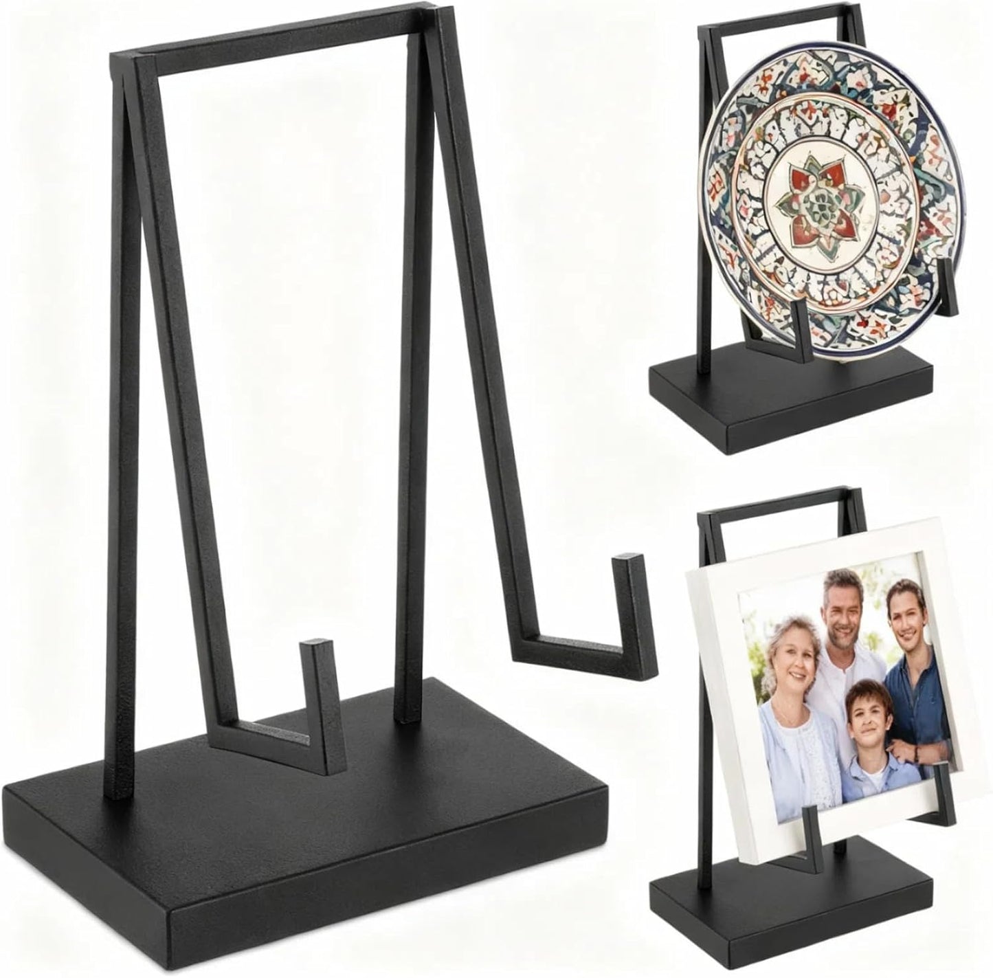 Metal Display Easel Stand 8 x 5 x 3 Inch Black Tabletop Easel Stand Modern Abstract Tabletop Display Holder for Books Plate Photo Frame Artwork Record Albums