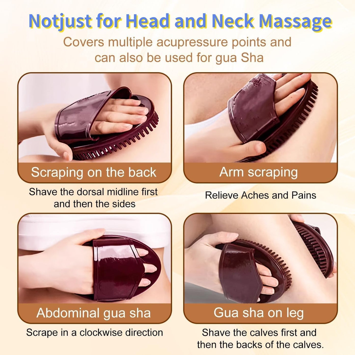 Meridian Pressure Brush Body Relaxation Massage Comb Essential Oil Brush Body Scrubber Bath Body Brushes SPA Massager Device, for Meridian Scalp Full Body Relaxation Massage (2 Pcs) (Brown)