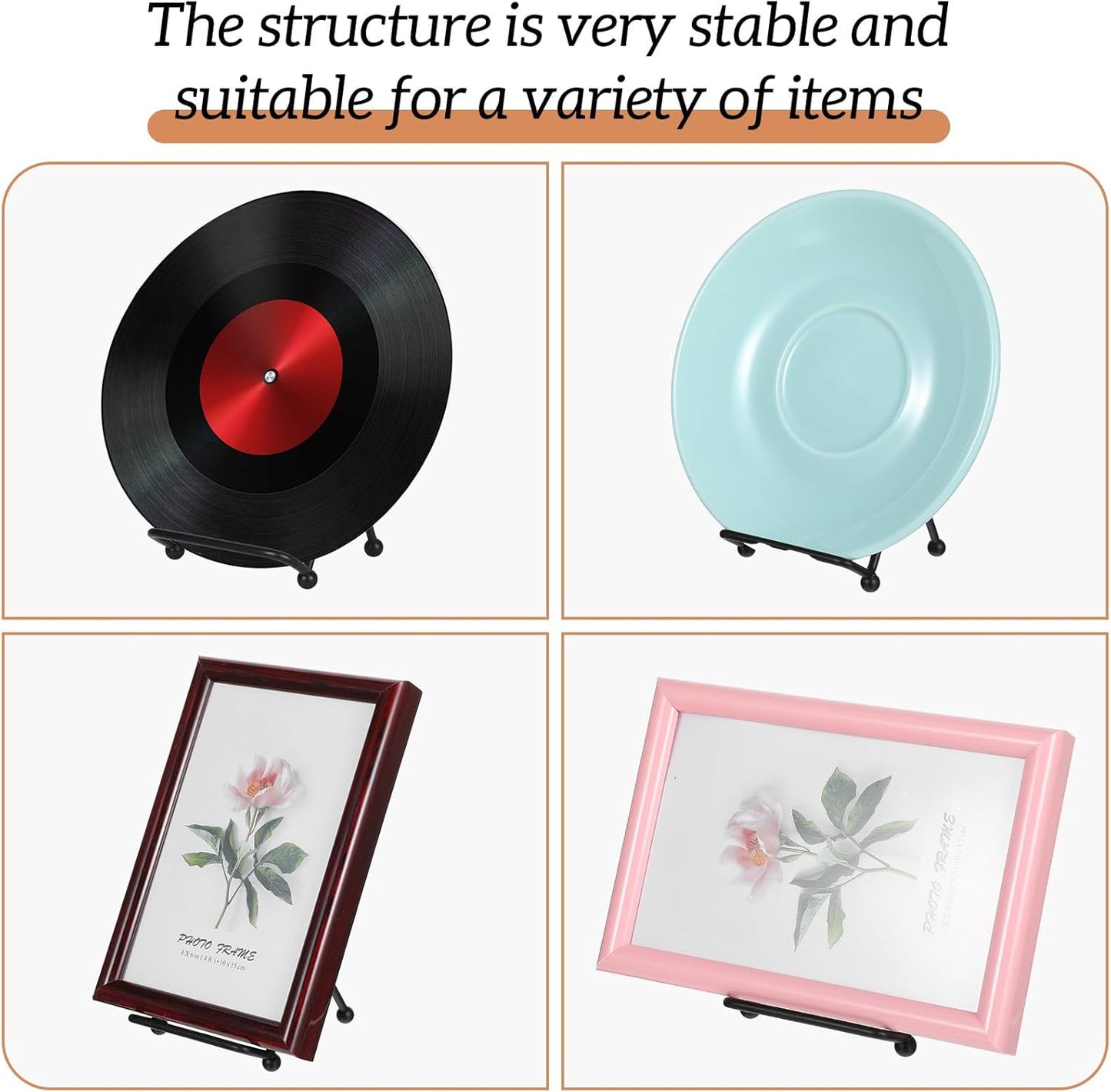6 Pack 2.5 Inch Small Metal Plate Holder Display Stands, Black Mini Easel Stand for Picture, Book, Photo, Decorative Plate, Collectibles, Mobile Phone