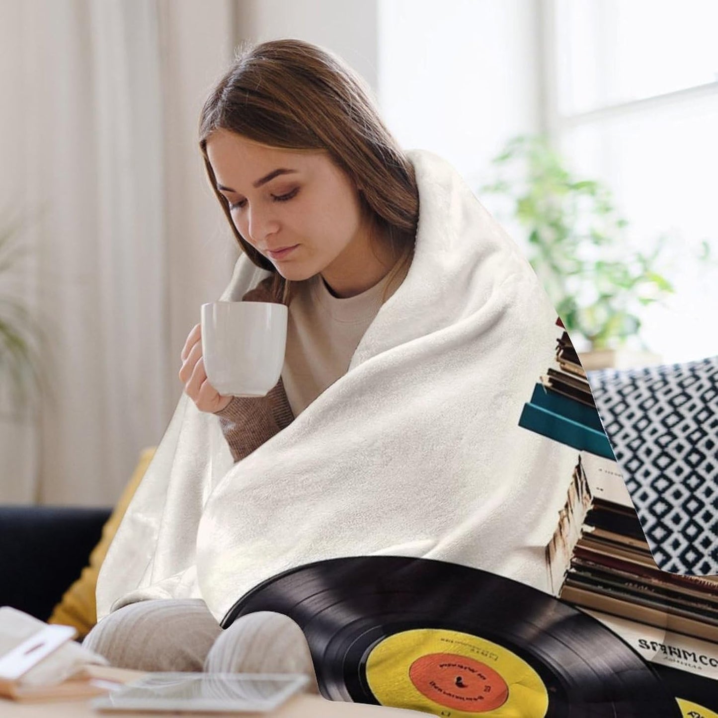 Vinyl Records and Tapes Blanket Super Soft Lightweight Throw Blanket Cute Cozy Warm Bed Blanket Decorative Fuzzy Blanket All-Season Home Decor Gift for Sofa Couch Living Room 50"*60"（130 * 150cm）