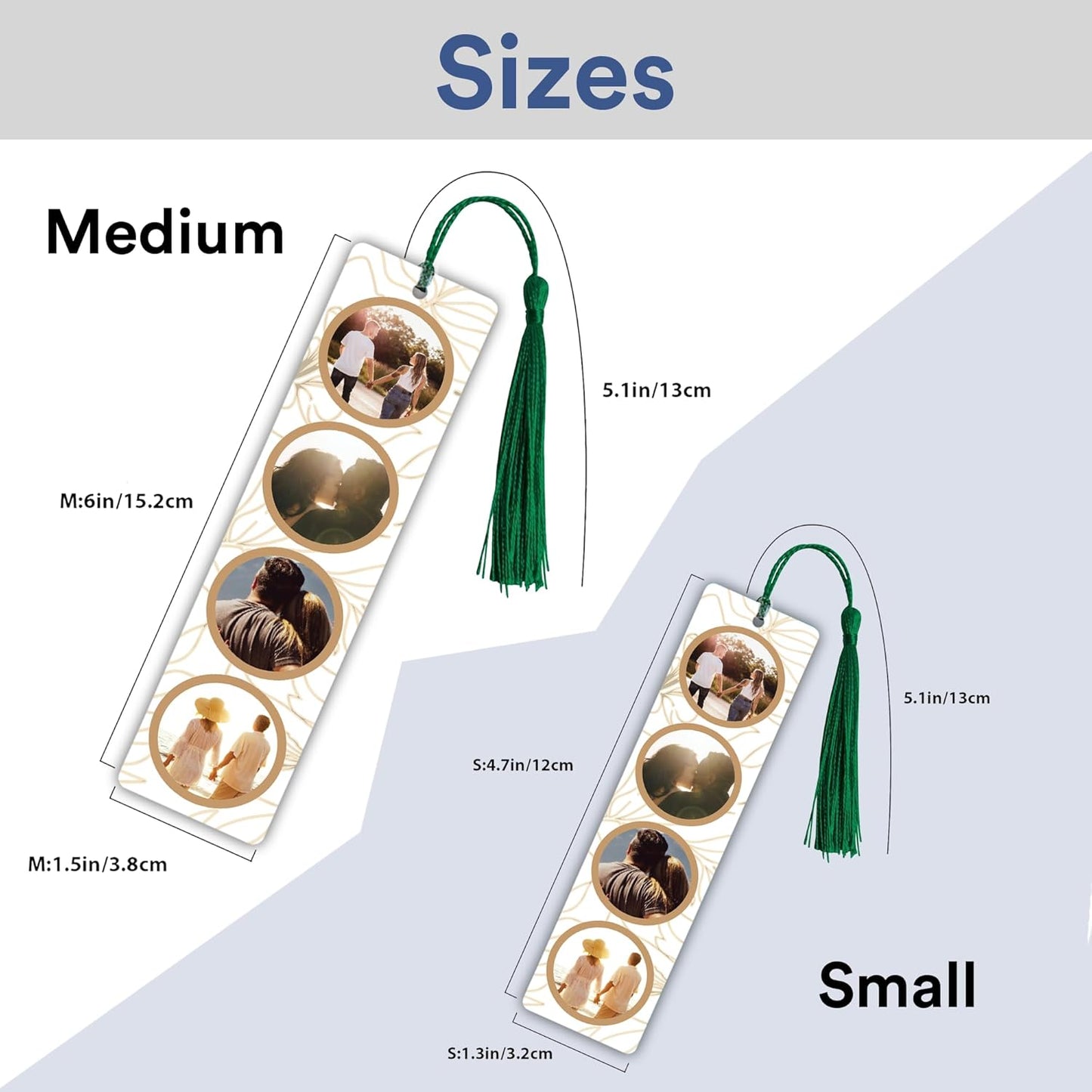Personalized Bookmark with Photo - Custom Metal Bookmark for Book Lovers Readers Women (Metal & 4 Photo Collection)