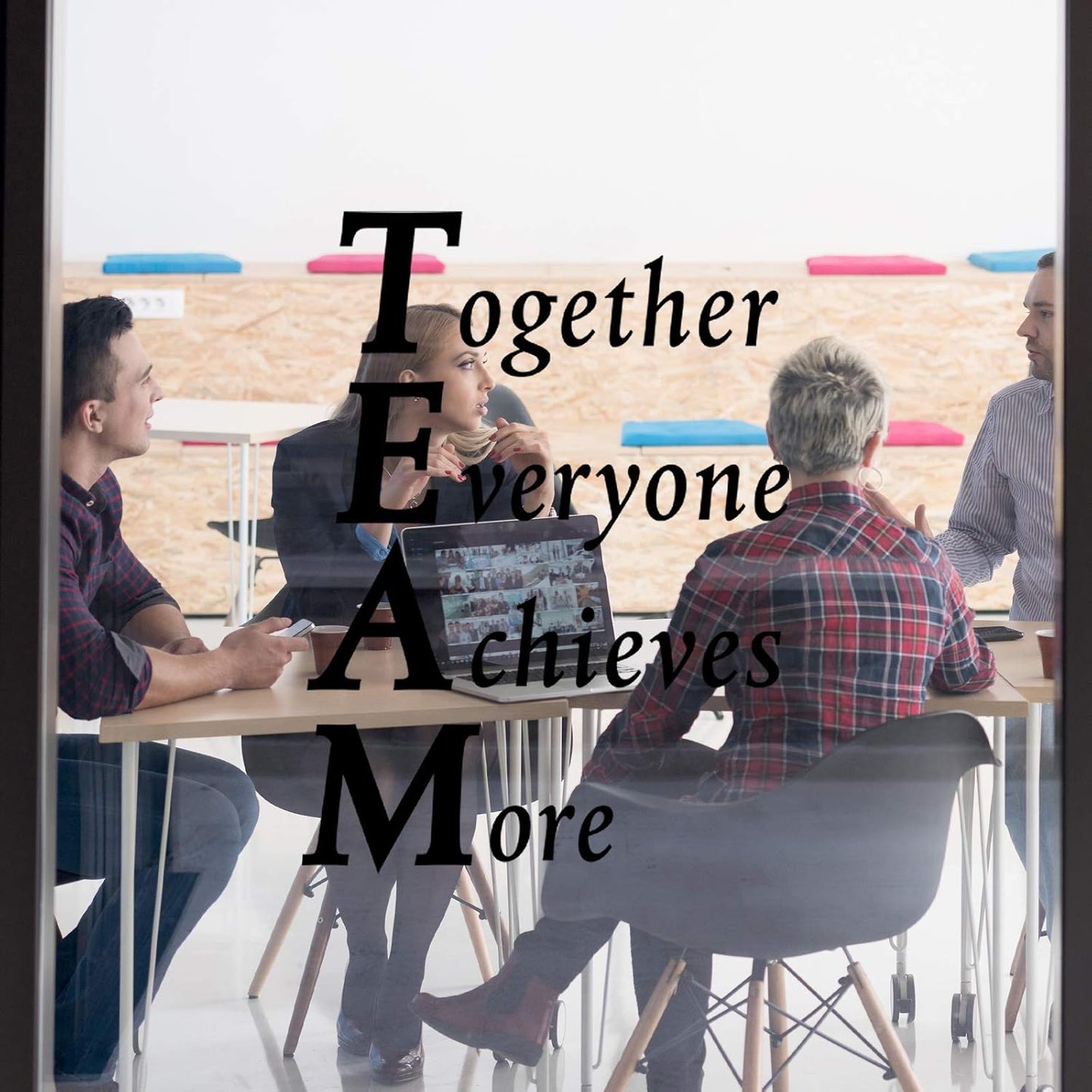 2 Sheets Motivational Wall Decals Vinyl Inspirational Quotes Stickers Together Everyone Achieves More Office Positive Sayings Wall Decals for Back to School Office Classroom Team Gym Bedroom Decor