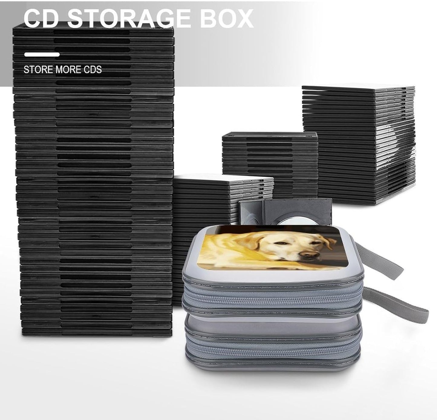 Yellow Dog CD Case 40 Capacity Case Zipper CD Collection Bag with Handles Cover DVD Storage Hard Plastic DVD Disc Cases Storage Binder for Car Home Office Travel