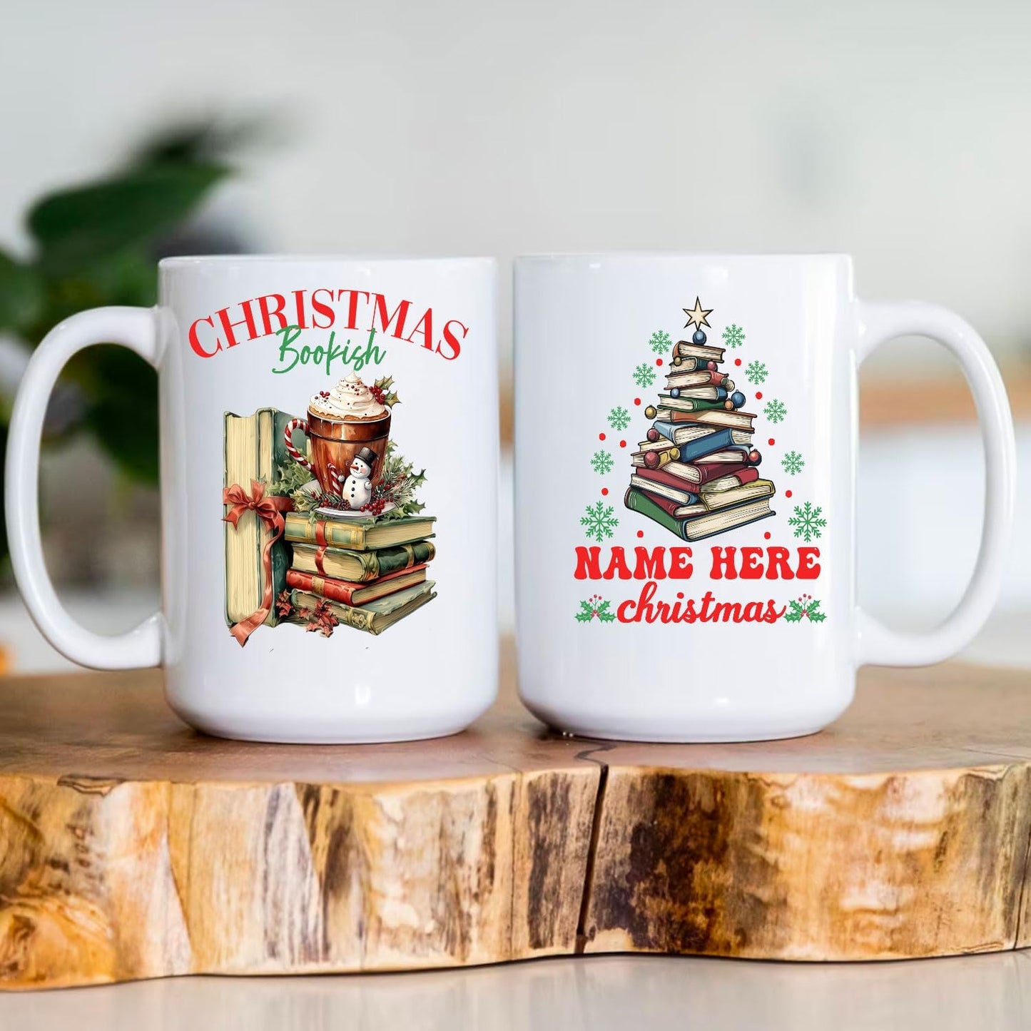 Bookish Gift Cozy Ceramic Coffee Mug 11oz for Reading Lovers Bookclub Enthusiasts Personalized Merry Christmas Present