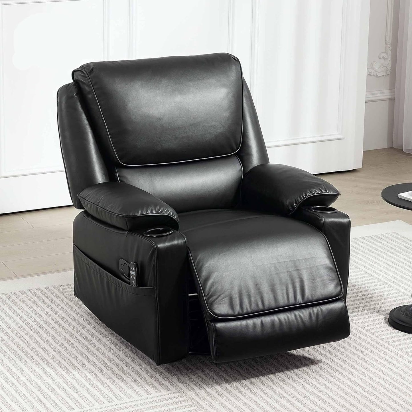 Swivel Rocker Recliner Chair with Vibration Massage and Heat Remote Footrest Cup Holders and Side Pockets Oversized Ergonomic Lounge Chairs for Living Room