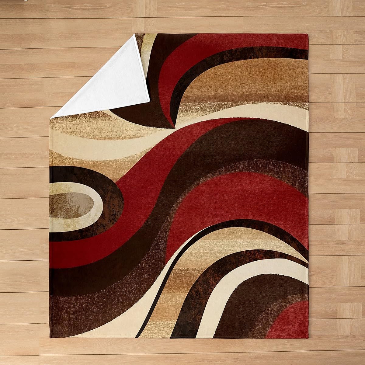 Feelyou Red Burgundy Brown Blanket 40"x50" Geometric Plush Throw Blanket, for Kids Boys Girls Decor Stripes Flannel Fleece Blanket Microfiber Modern Abstract Bedroom