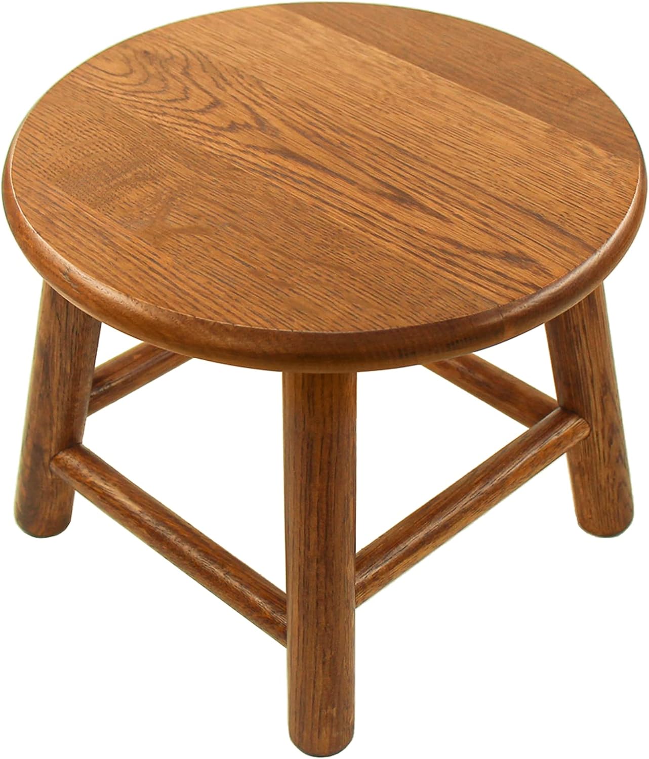 CONSDAN 9-Inch Round Step Stool for Adults & Kids, USA Grown Solid Oak Hardwood Ottoman, Sturdy Small Foot Stool for Kitchen, Bedside, Nursery, Shoe Changing, Plant Stand, Fully Assembled (Chocolate)