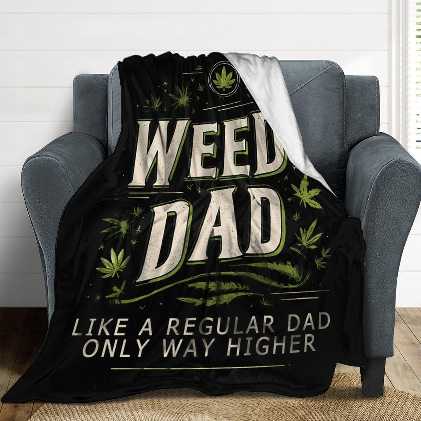 Funny Weed Dad Throw Blanket Fleece Blankets Soft Flannel for Couch Bed Pet Decorative Warm