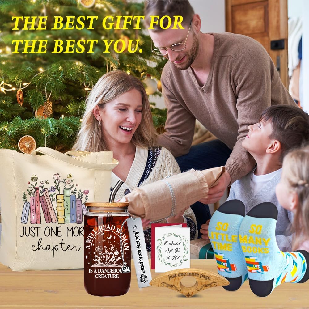 7Pcs Book Lover Gifts for Women, Bookish Birthday Gifts for Readers, Librarians, Bookworms, Present for a Book Lover Reading Gift for Women, Learning Graduation Gift for Teacher Student