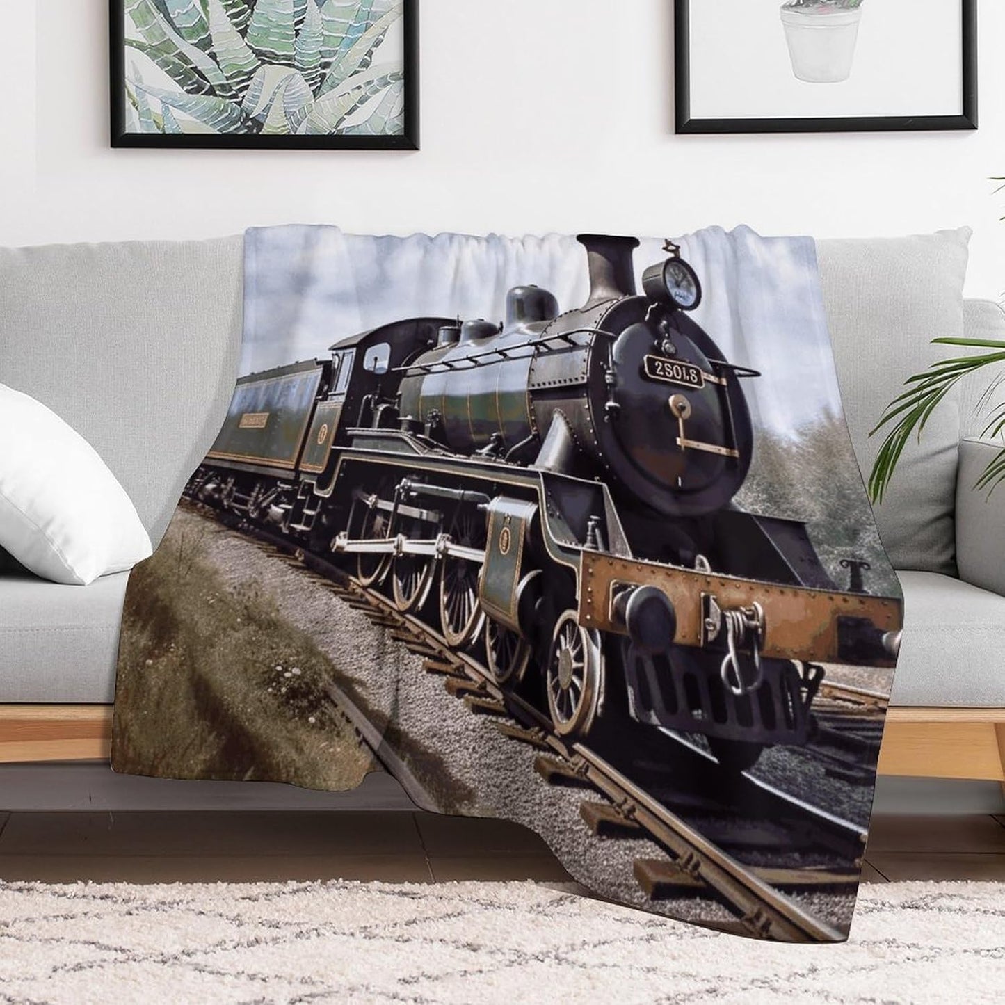 Steam Locomotive Train Blanket Super Soft Lightweight Throw Blanket Cute Cozy Warm Bed Blanket Decorative Fuzzy Blanket All-Season Home Decor Gift for Sofa Couch Living Room 60"*80"（150 * 200cm）