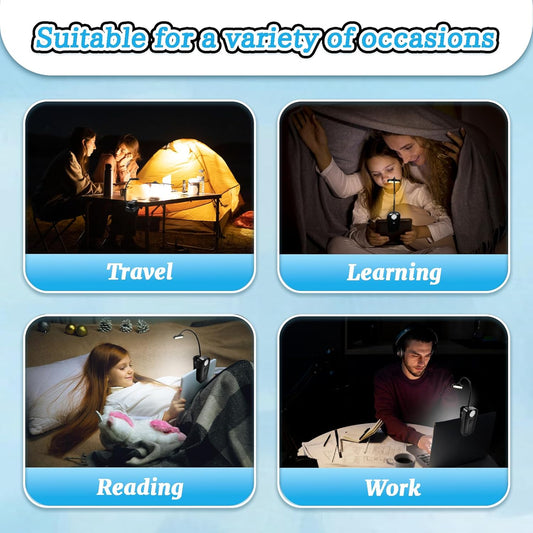 Rechargeable Book Light, Reading Lights for Books in Bed with 3 Color Temperatures & Stepless Dimming Brightness, 360°rotatable clip-on reading light with magnetic suction, suitable for Book Lovers