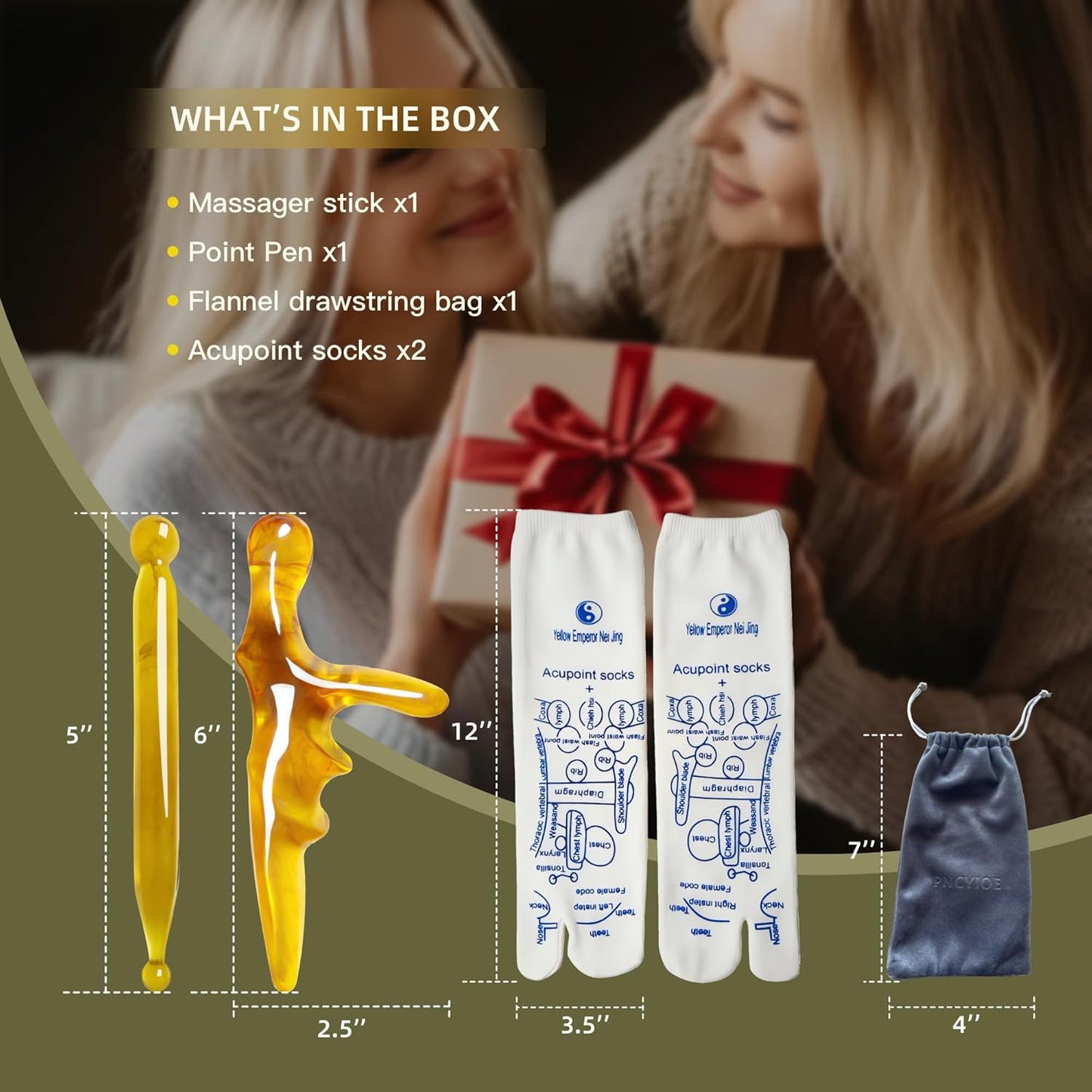 Reflexology Foot Socks with Triangular Acupressure Massage Tool Set - Plantar Fasciitis Relief for Heel Pain, 2026 Gift Package Joint Massager