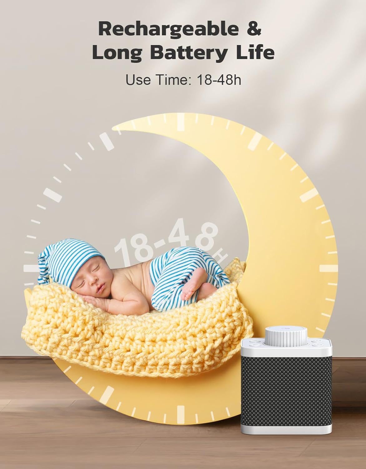 White Noise Sound Machine with 20 Soothing Sounds, 18-48h Powerful Battery, 3 Timers Memory Function and White Noise Machine for Sleeping, Portable Sound Machine for Baby Adult Fathers Day Gift