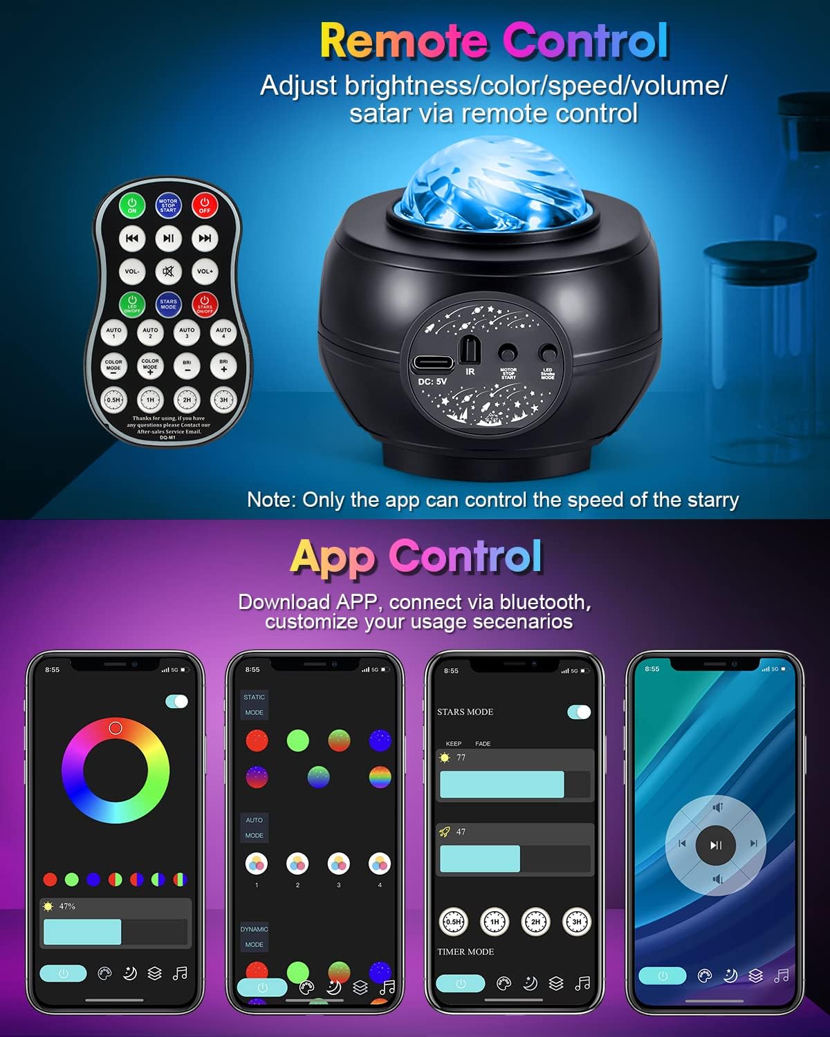 Star Projector Galaxy Light, Galaxy Projector for Bedroom with APP Remote Control, Timer - Night Light Projector for Kid Adult Aurora Light Projector Decorations Wedding Club Decor