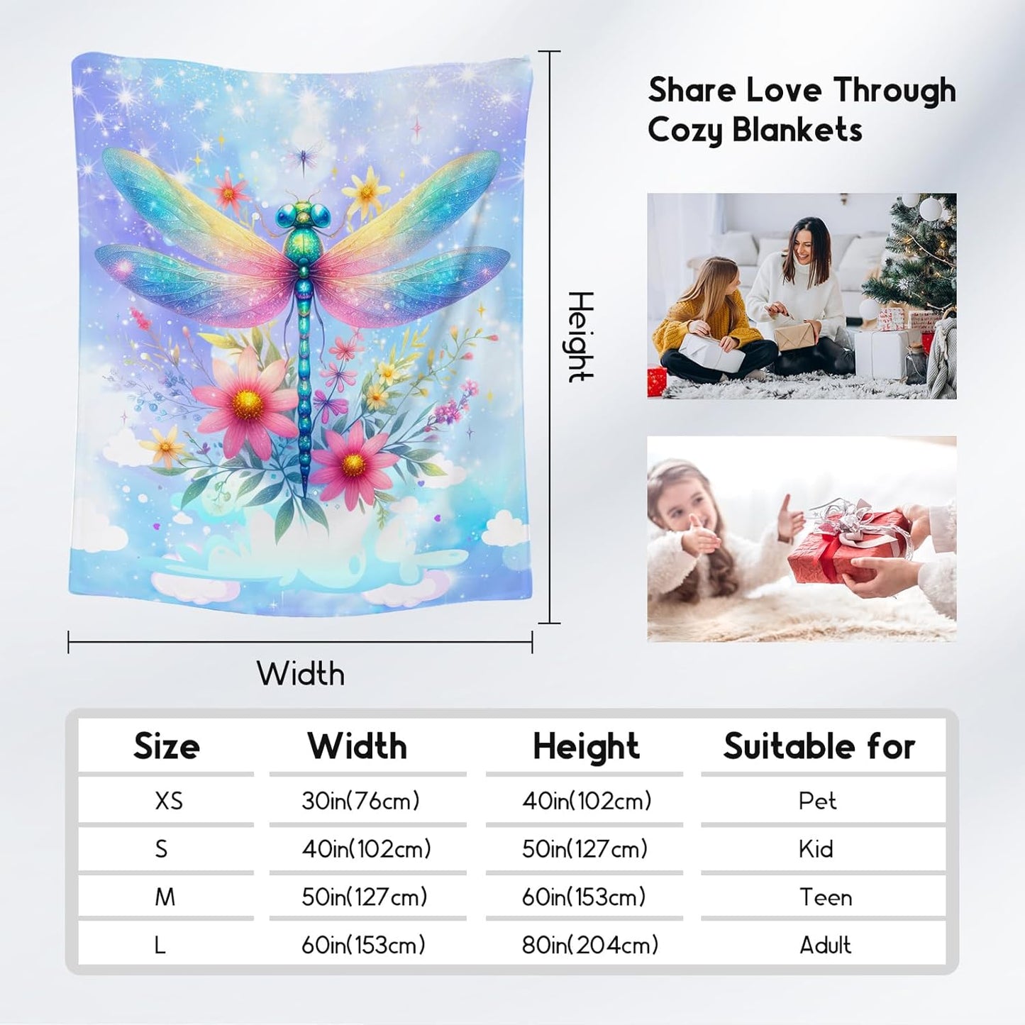 Dragonfly Gifts, Blanket for Girls Women, Warm Flannel Kids Throw Dragonfly Decor for Couch, 40"x50"