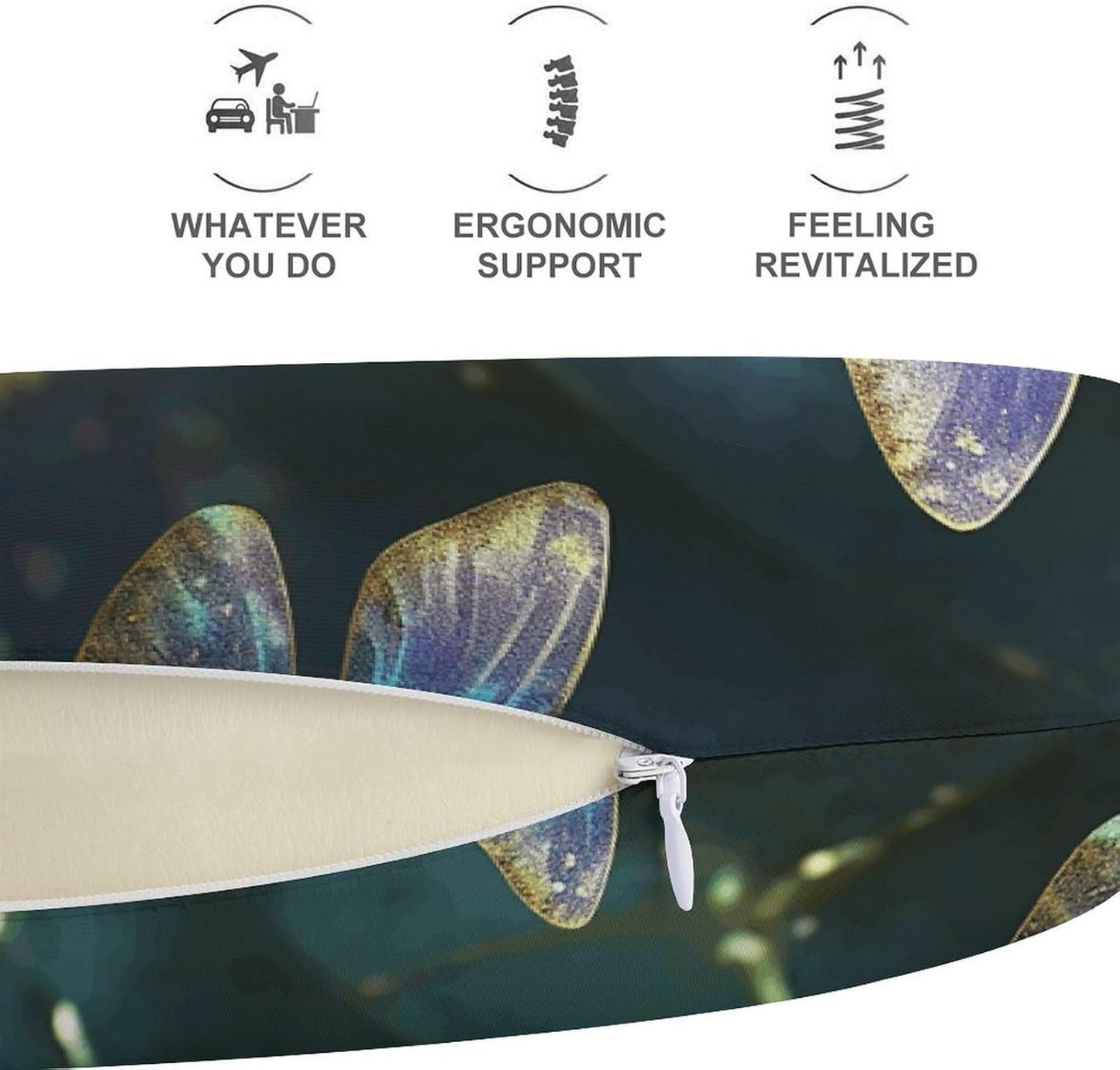 Dragonfly Neck Pillow Memory Foam U Shaped Pillows Portable Pillows for Shoulder Travel Head Support Pillow with Concealed Zipper for Airplane Car Home Office