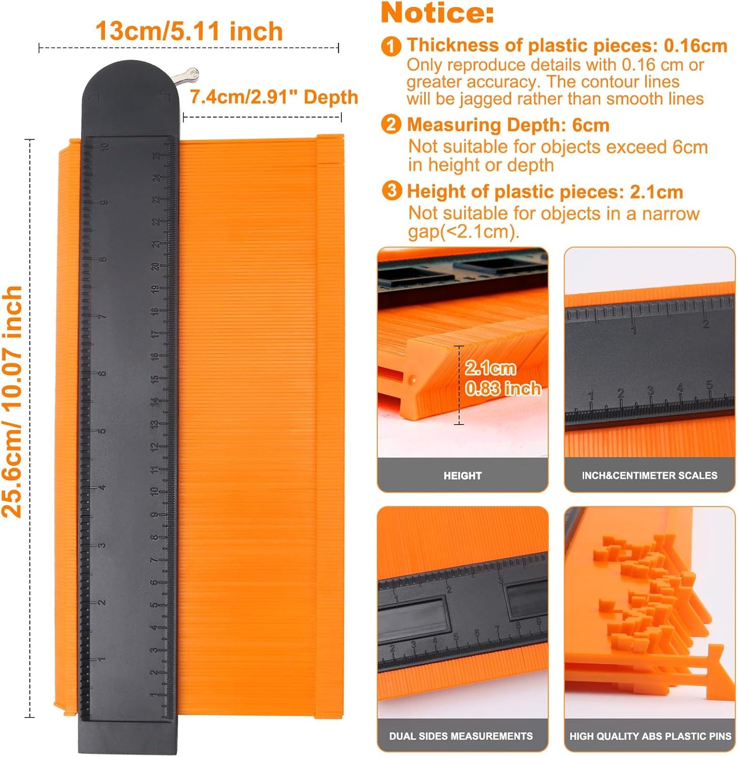 10 Inch Super Gauge Shape and Outline Tool, Contour Gauge Profile Tool with Lock, Measuring Tools Shape Duplicator Woodworking Tools