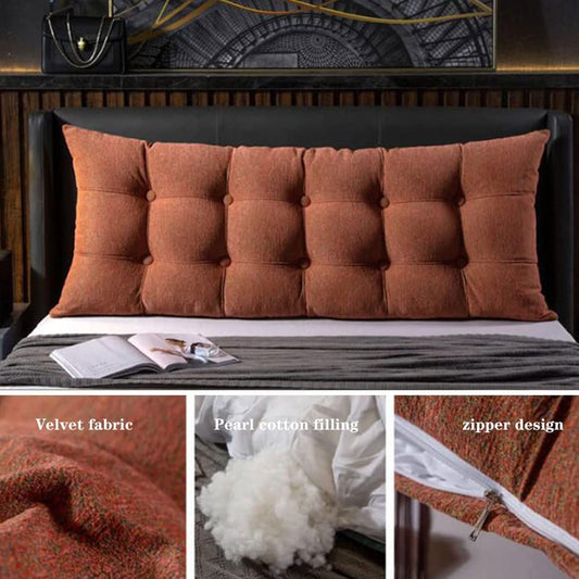 Solid Color Headboard Pillow Removable Reading Pillow, Large Bolster Positioning Support Wedge Pillow for Watching TV,Sofa(Size:200x20x60cm(79x7.8x23.6),Color:Coffee)