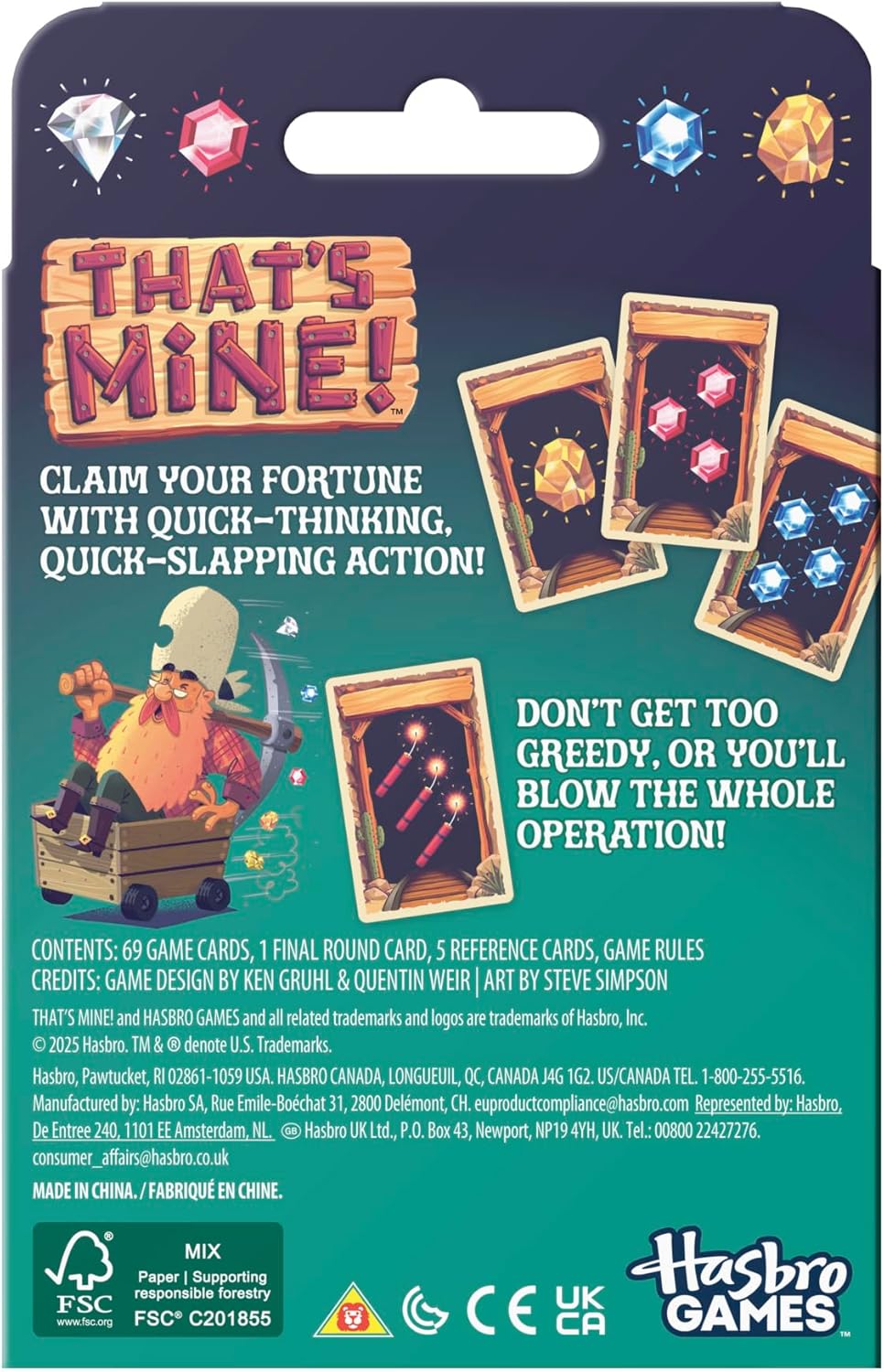 Hasbro That’s Mine! Card Game | Ages 8 and Up | 2 to 5 Players | 20 Mins. | Fast and Easy Family Games for Kids, Teens, and Adults