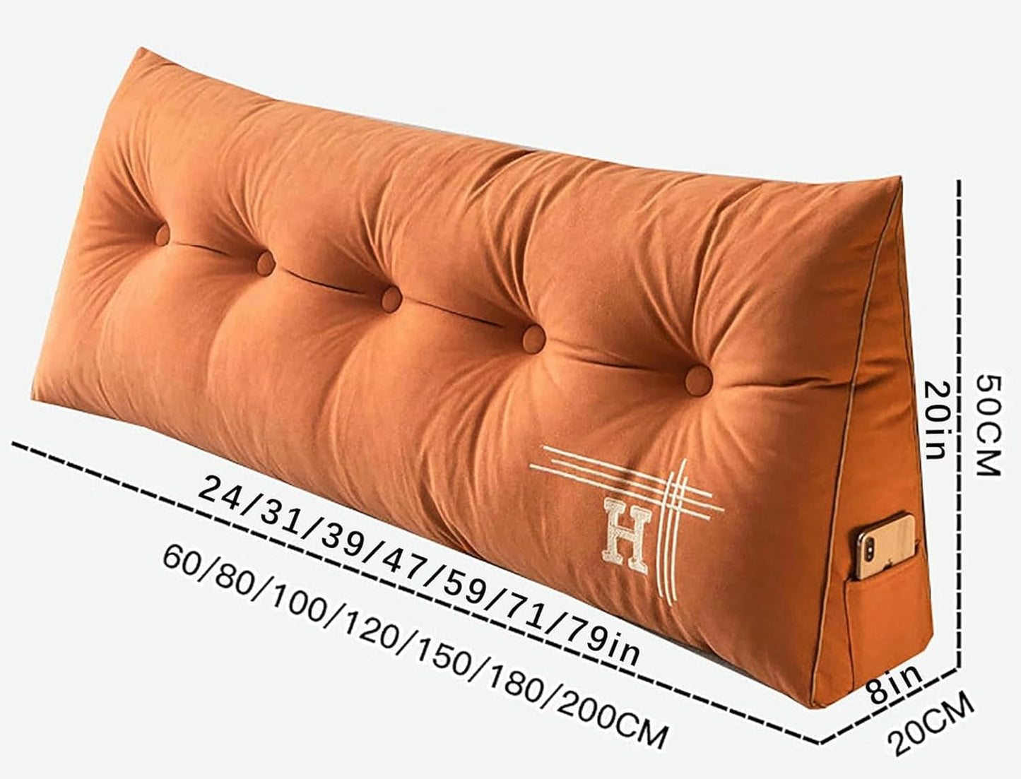 Comfortable Wedge Headboard Large Bolster Pillow for Sitting in Bed Adult Wedge Cushion Backrest Lumbar Back Support Upholstered Sit Up Reading Pillow for Daybed