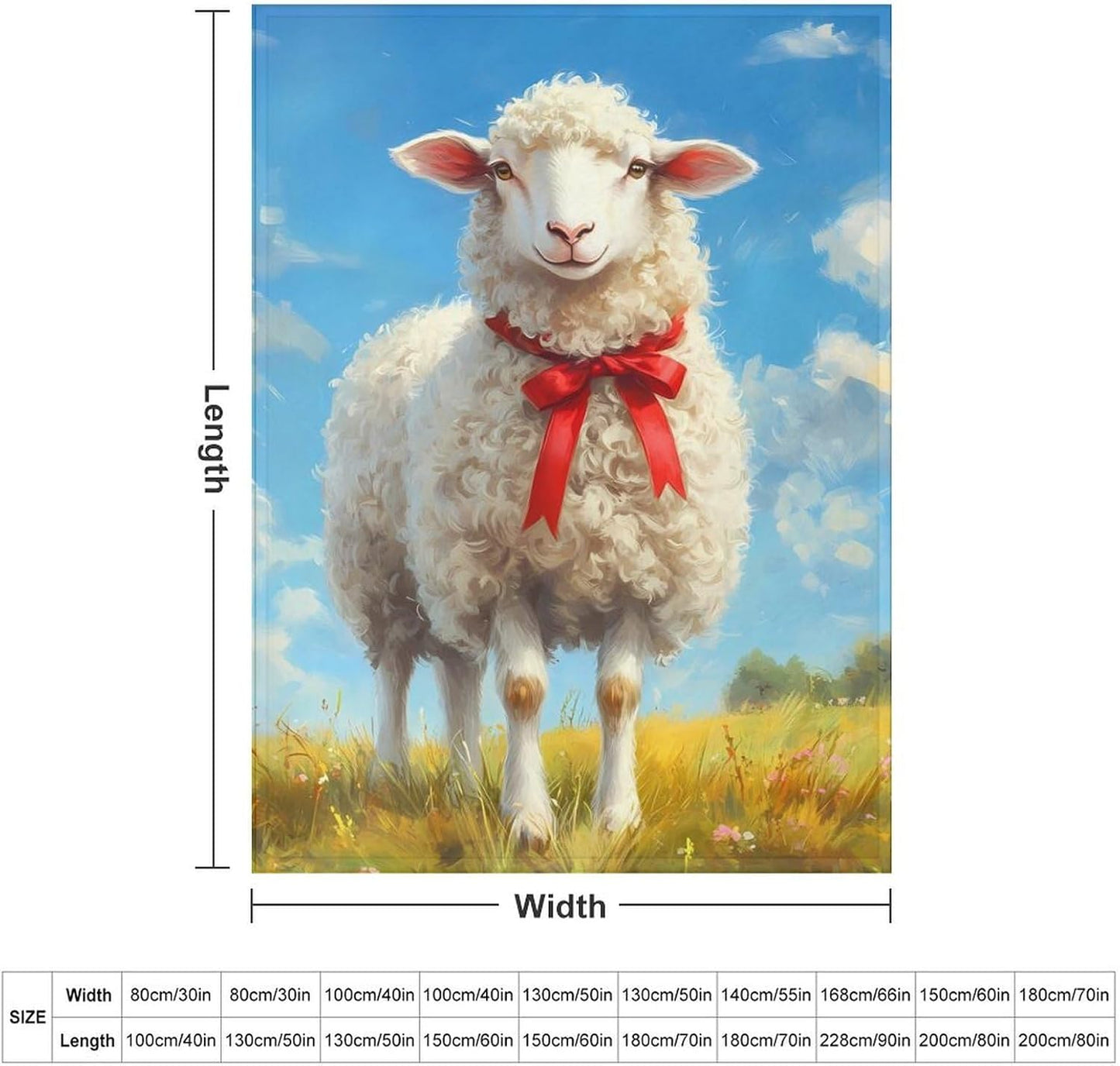 Sheep on A Grassy Field Throw Blanket for Couch Bed Plush Cozy Fuzzy Flannel Blanket for All Season 66"x90"