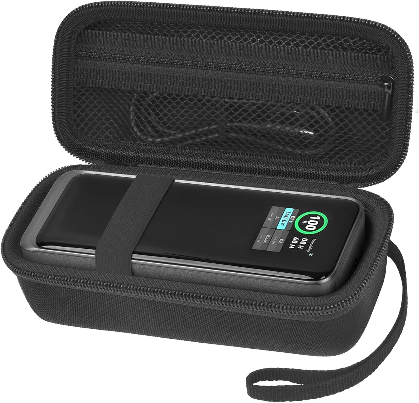 Travel Case Compatible with Anker Prime Power Bank, 27,650mAh 3-Port 250W Portable Charger Protective Storage Bag for USB Cable & Accessories (Box Only) (Black+Black Zipper)