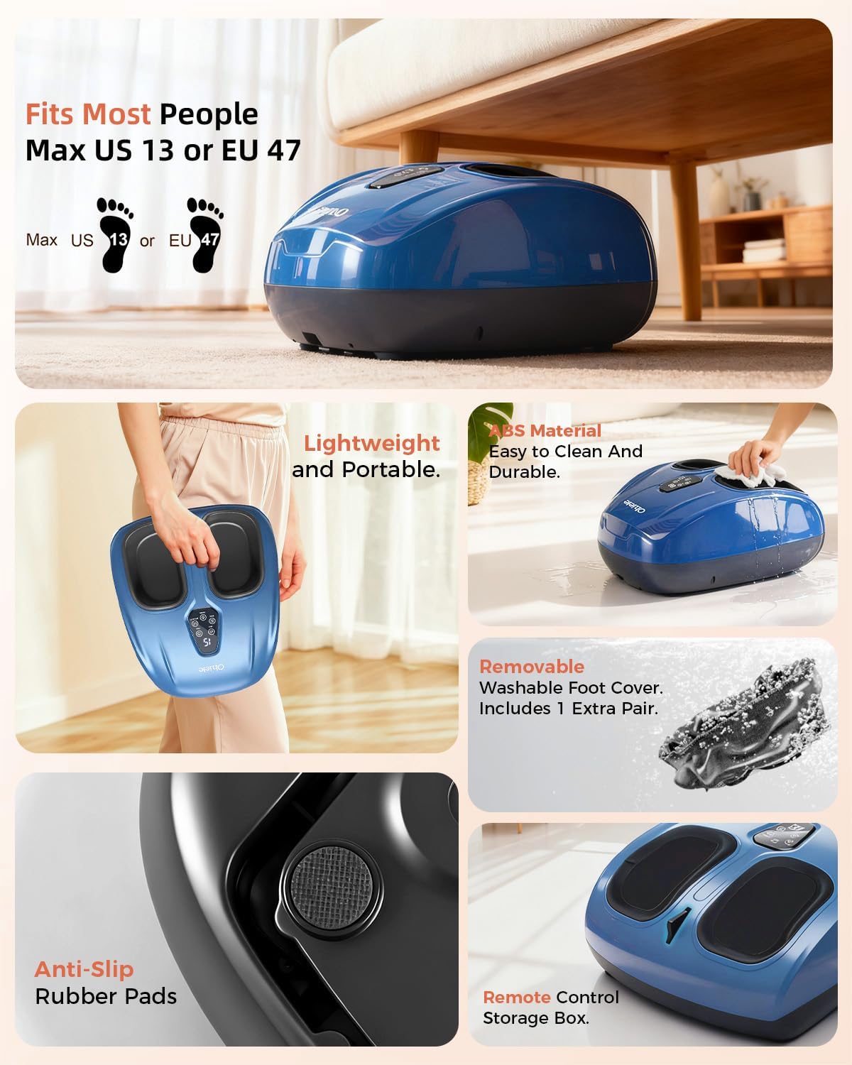 Foot Massager with Heat, Shiatsu Deep Kneading Foot Massager, Plantar Fasciitis Massager, and Heat for Plantar Fasciitis, Neuropathy, Suitable for Women Men, Fits Up to 13 (Light Blue,Corded)