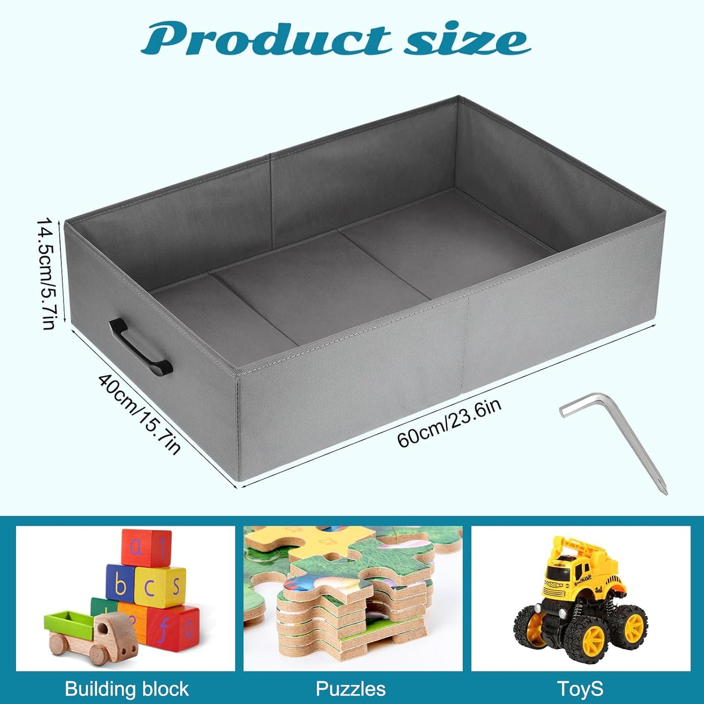 CIEOVO 2 Pack Under Couch Storage Containers, Foldable Under Sofa Storage Organizer Under Couch Storage Box with Handle for Toys Puzzles Dolls Books Graffiti Graffiti Tools